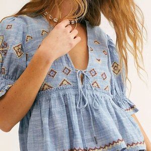NWT Free People Tallulah Embroidered Top